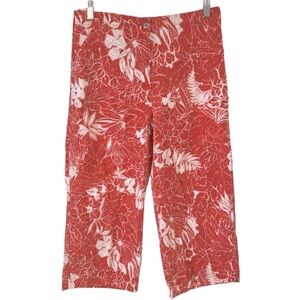Chico's Wide Leg High Waist Soft 97% Cotton Floral Crop Capris 🆕 NWOT Sz 12